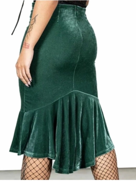 Killstar Dresses & Skirts - Killstar DrusillaDark Green Velvet Mermaid Skirt XXL Goth Alt